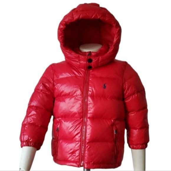 Polo Ralph Lauren RED Puffer WINTER Jacket Coat Parka Water Down TODDLER BOYS 2T - Picture 2 of 16
